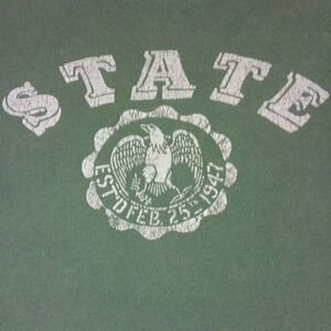 Vintage, JCrew Graphic State Tee, Size Medium  PTP 21" Length 26" Color Green an